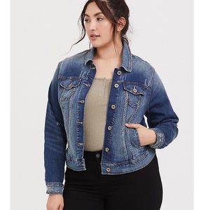 Distressed medium wash TORRID Jean Jacket